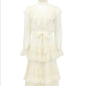 NWT Zimmermann Ivory Glassy Tiered Lace, Flocked Tulle Dress